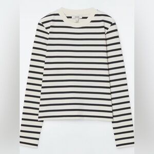 COS Clean Cut Regular Long-Sleeved T-shirt Black/Striped